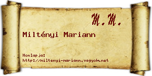 Miltényi Mariann névjegykártya